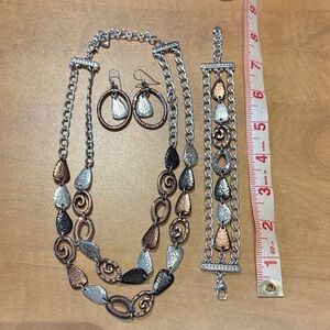 Brighton Silver and Copper Tone Necklace Set